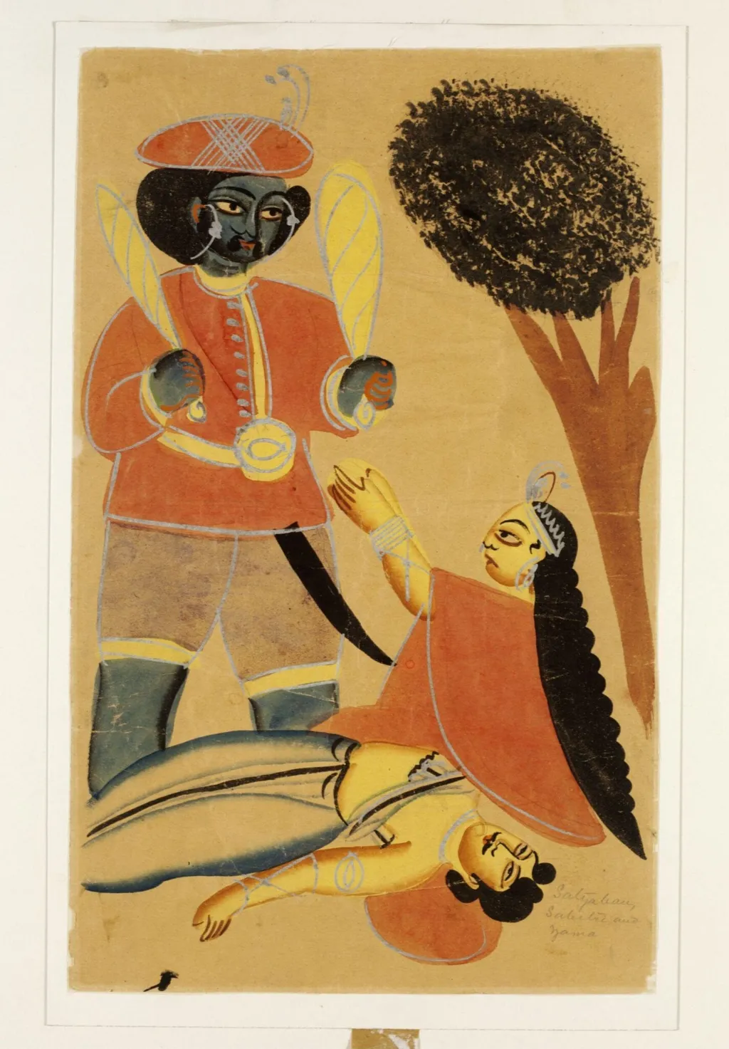 Savitri, Yama and Satravan, by Unknown, paint, 1885