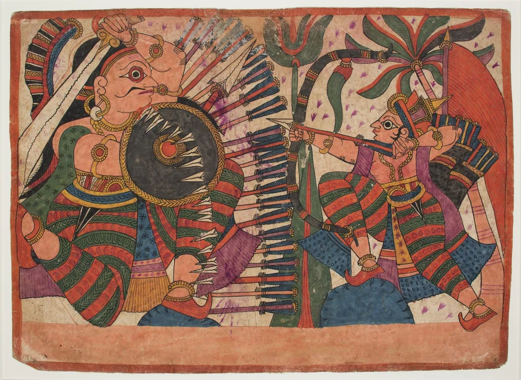 Scene from the Ramayana, by Unknown, unspecified, 1800