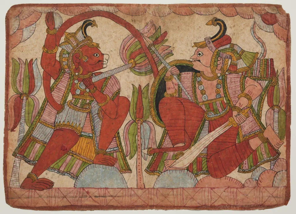 Scene from the Ramayana, by Unknown, unspecified, 1800