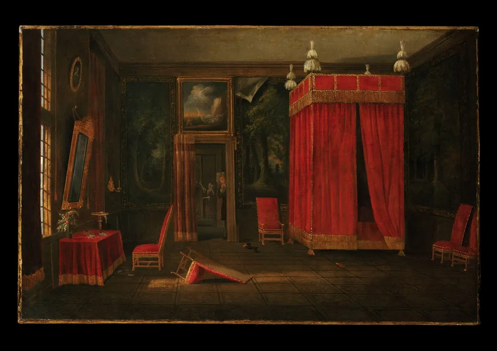 Scene in a Bedchamber, by Unknown, paint, 1690