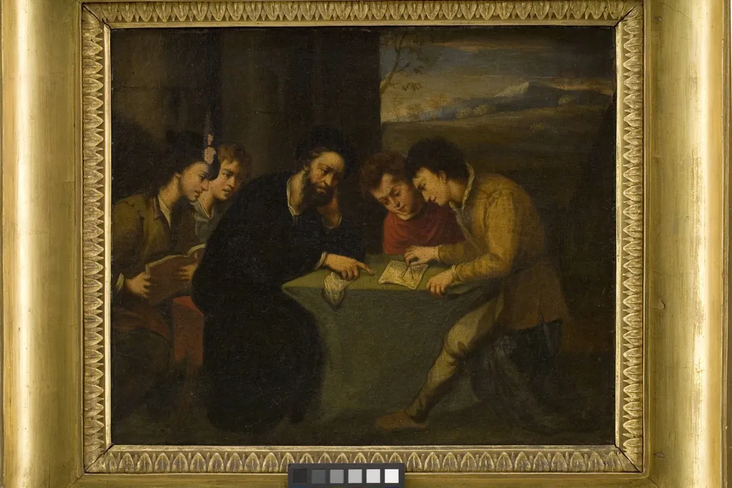School Teaching, a Teacher with Four Pupils, by Unknown, 1750