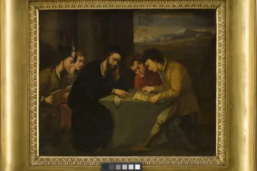 School Teaching, a Teacher with Four Pupils, by Unknown