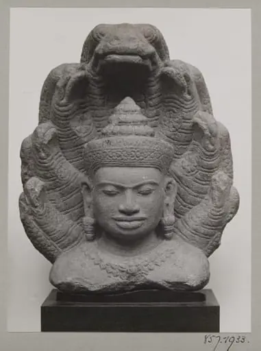 Sculpture, carved stone, Buddha with naga hood, Eastern Siam, 12th-13th century,  H. G. Quaritch Wales Collection, by Unknown