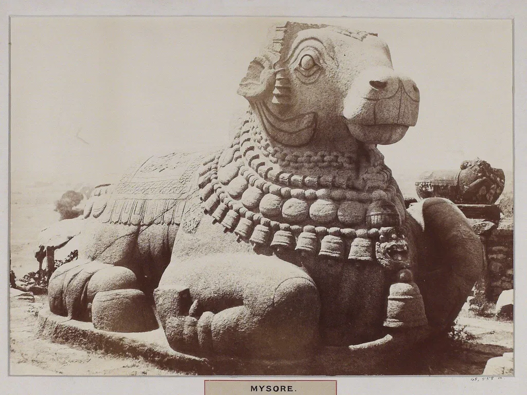 Sculpture of Nandi at the French rocks at Mysore, by Unknown, photographic, 1850
