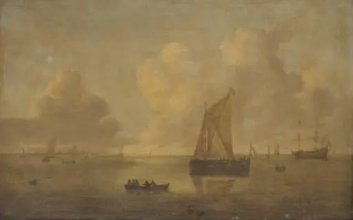 Seascape with a Town in the Background, by Unknown