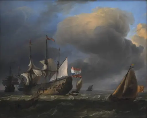 Seascape with Dutch Men-of-War and Fishing Boats, by Unknown