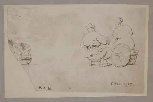 Seated Chinese figures, and part of a Tanka boat, by Unknown