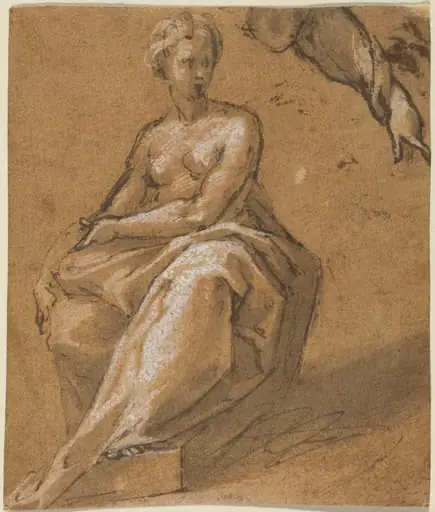 Seated Nude with Drapery, by Unknown