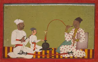 Seated Prince Smoking a Hookah, by Unknown, 1712