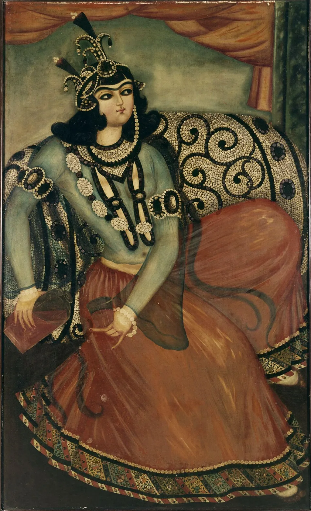 Seated Woman Pouring Wine, by Unknown, oil, 1800