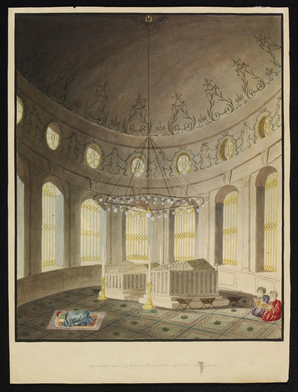 Sepulchral Chapel of Rekié Sultana, Mother of Sultan Mahmoud, by Unknown, watercolor, 1820