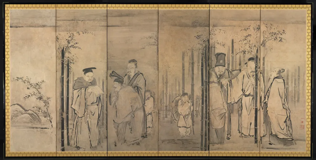 Seven Sages of the Bamboo Grove; Four Elders of Mt. Shang, by Unknown, unspecified, 1649