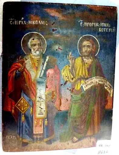 Sf Ierarh Nicolae și Sf Proroc Ioan Botezătorul, by Unknown