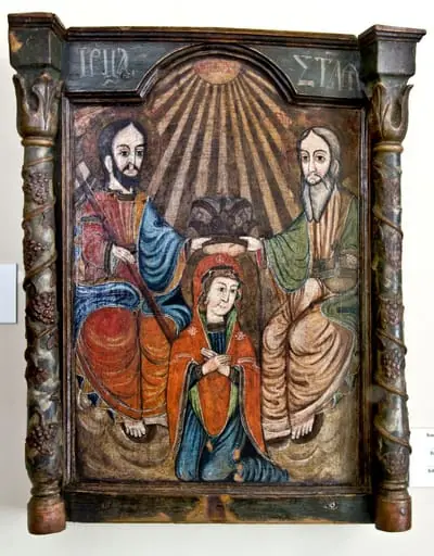Sf. Treime (Încoronarea Maicii Domnului); Icoană de tâmplă, by Unknown