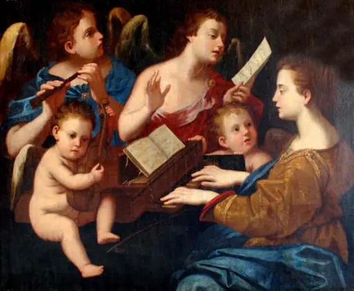 Sfânta Cecilia cântând la clavecin, by Unknown