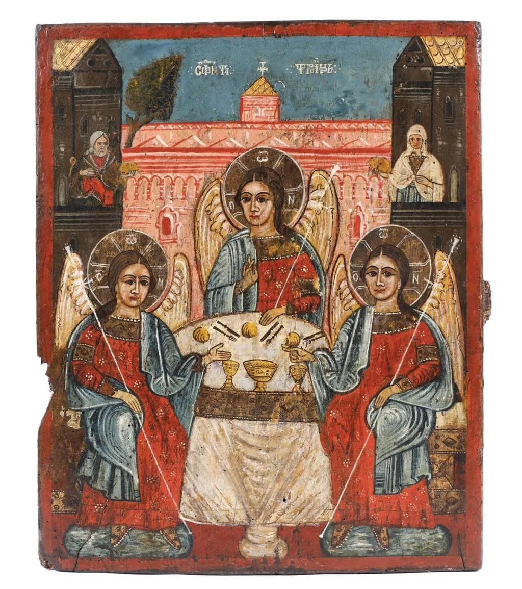 Sfânta Treime (Cina de la Mamvri), by Unknown, 1850