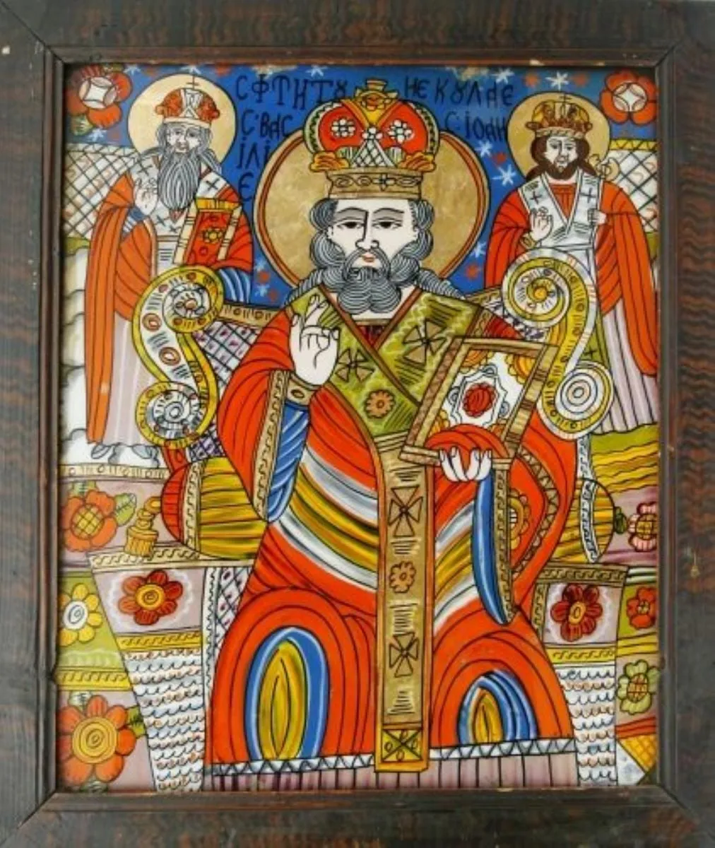Sfântul Ierarh Nicolae (variantă a icoanei Sfânții Trei Ierarhi), by Unknown, 1850