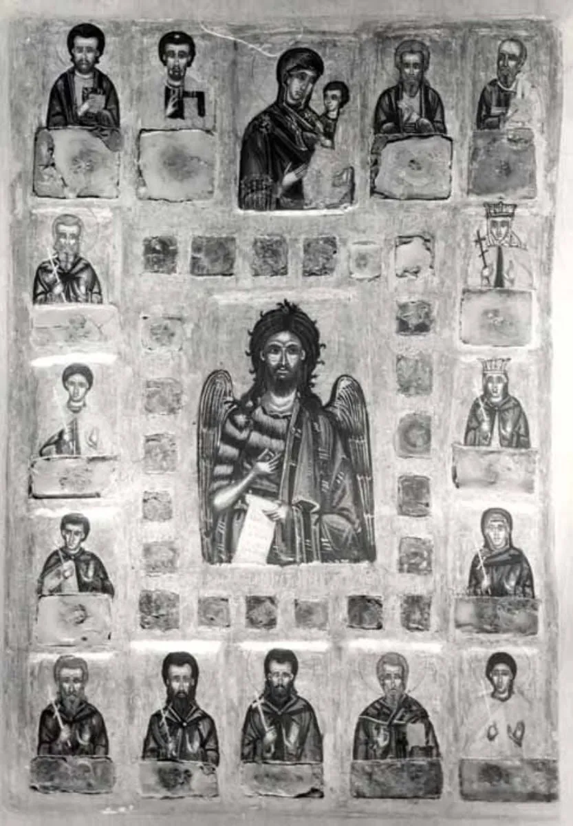 Sfântul Ioan Botezătorul înconjurat de Sfinți, by Unknown, 1850
