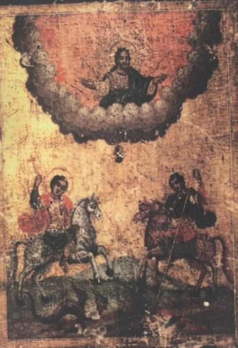Sfântul Militari Gheorghe și Dimitrie, by Unknown, 1850