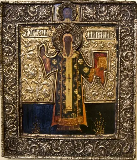 Sfântul Mitropolit Alexei; Icoană ferecată, by Unknown