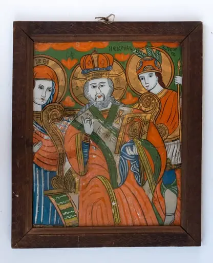 Sfântul Nicolae încadrat de Fecioara Maria și Sfântul Gheorghe, by Unknown
