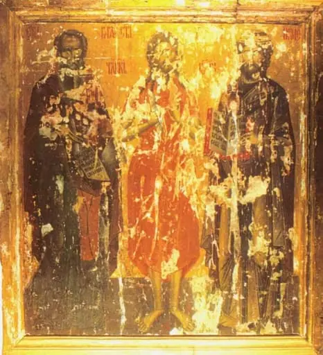 Sfântul Varlaam, Sfântul Alexie Omul lui D-zeu, Sfântul Ioasef; Sfântul militar călare - Dimitrie, by Unknown