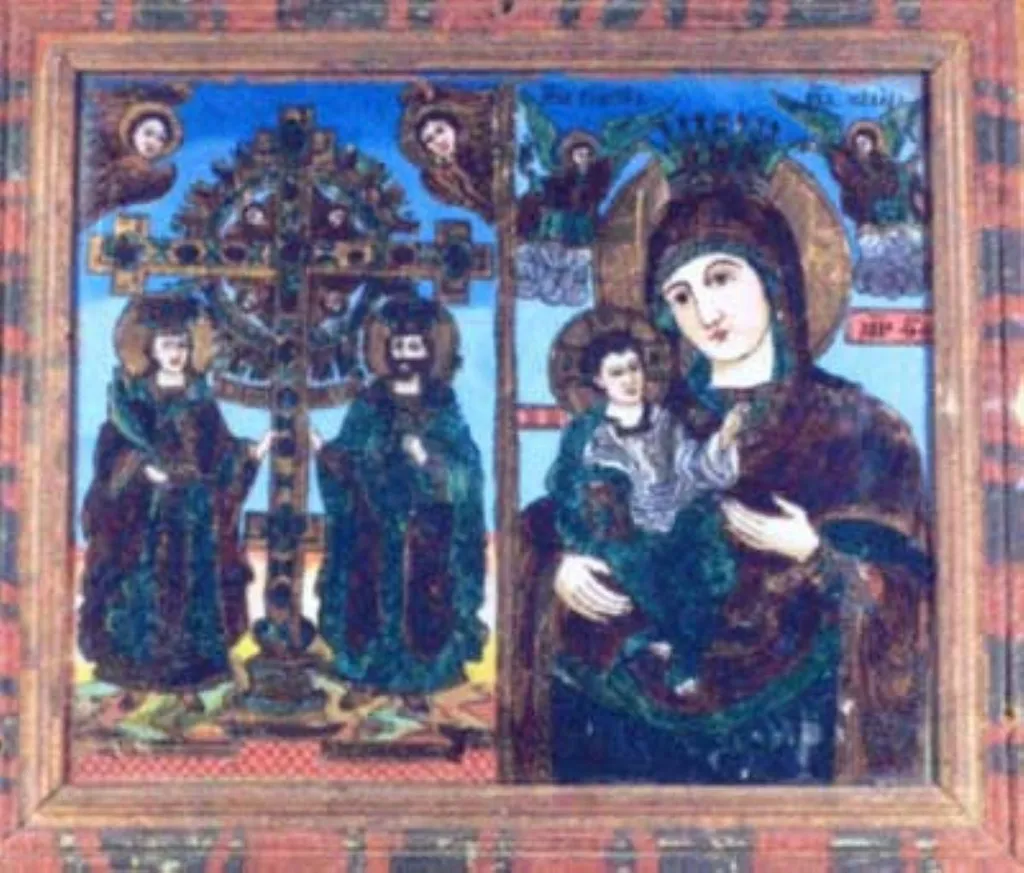 Sfinții Constantin și Elena; Maica cu Pruncul, by Unknown, 1850