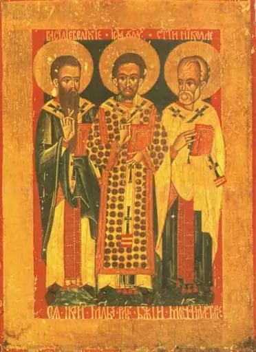 Sfinții Ierarhi Vasile, Ioan și Nicolae, by Unknown