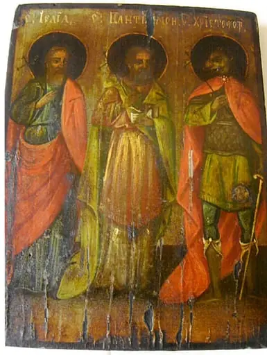 Sfinții Isaia, Pantelimon, Hristofor, by Unknown