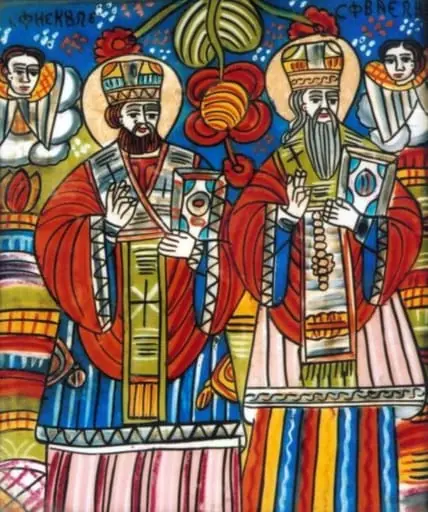 Sfinții Nicolae și Vasile, by Unknown