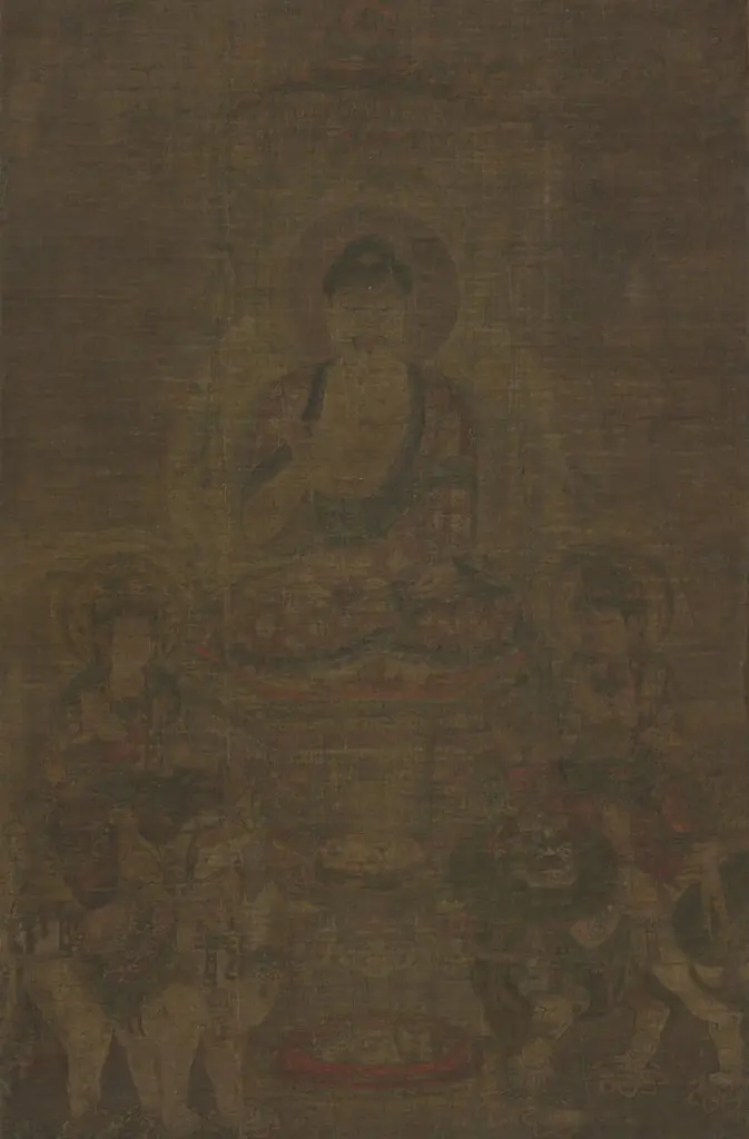 Shakyamuni Triad:  Buddha Attended by Manjushri and Samantabhadra, by Unknown