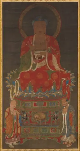 Shakyamuni with two attendants, by Unknown