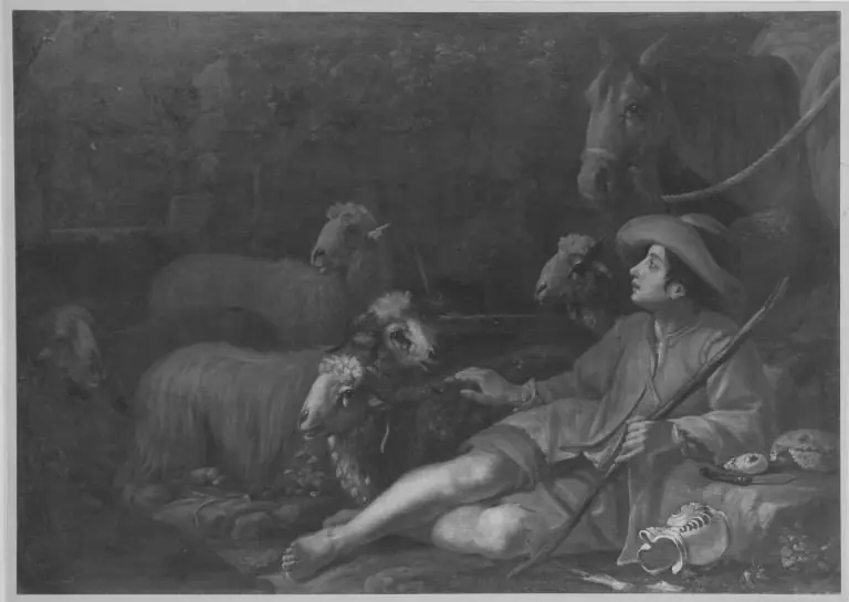 Shepherd scene, by Unknown