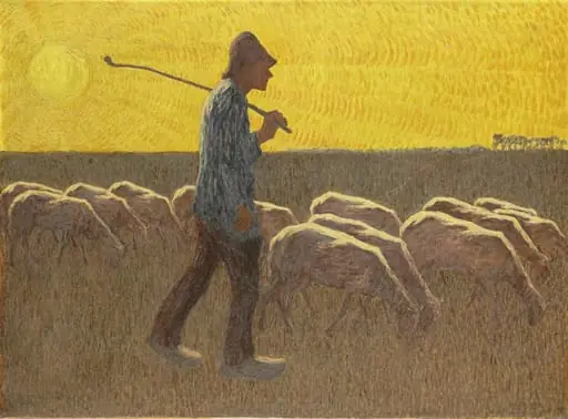 Shepherd with Sheep, by Unknown