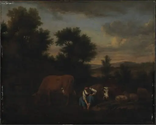 Shepherdess with Cattle, by Unknown
