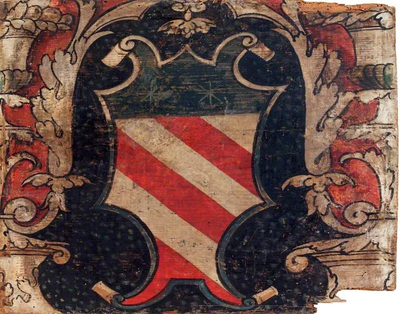 Shield with a Coat of Arms (one of 29 painted panels from a frieze), by Unknown, unspecified, 1500