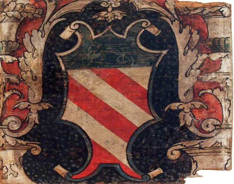 Shield with a Coat of Arms (one of 29 painted panels from a frieze), by Unknown