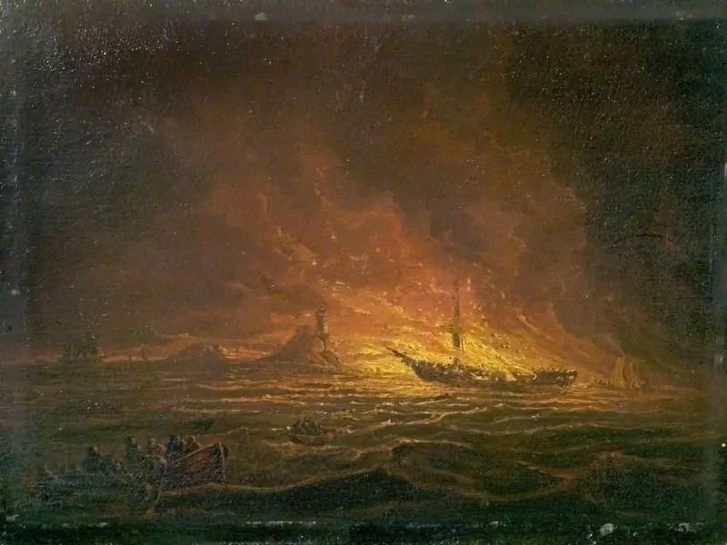 Ship on Fire, by Unknown