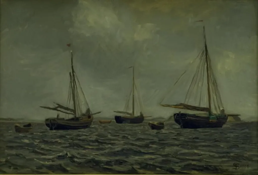 Ships at Anchor, by Unknown, 1906
