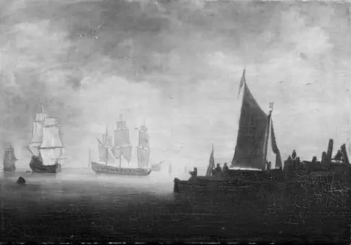 Ships by a Wharf, by Unknown