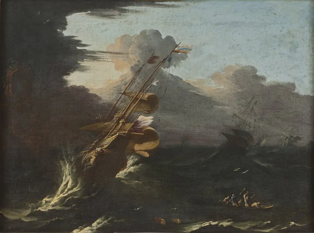 Ships in a Gale, by Unknown