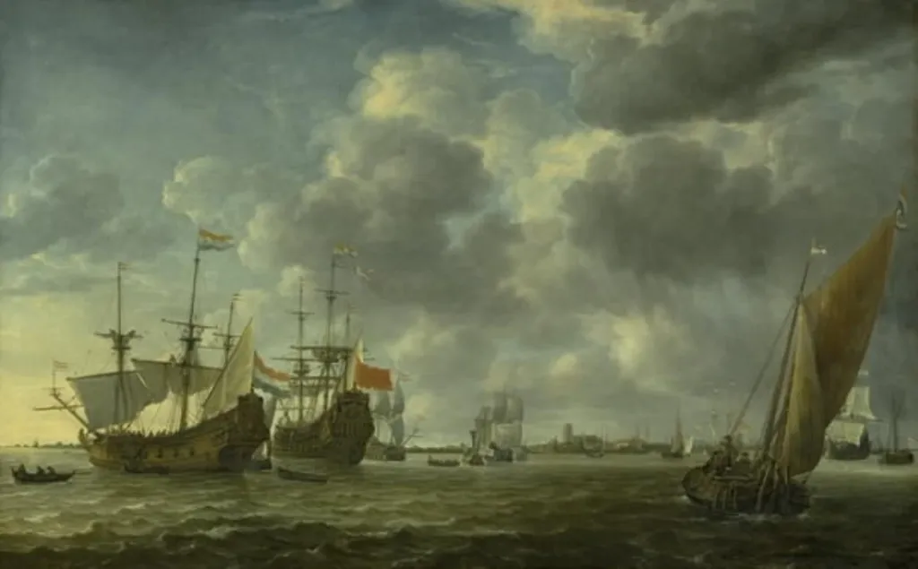 Ships in the River Maas off Rotterdam, by Unknown, 1651
