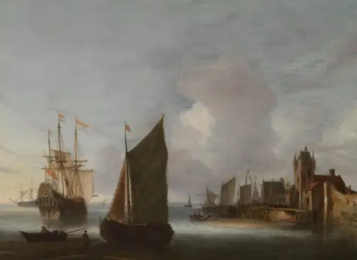 Ships near Zierikzee with the Zuidhavenpoort in the Background, by Unknown