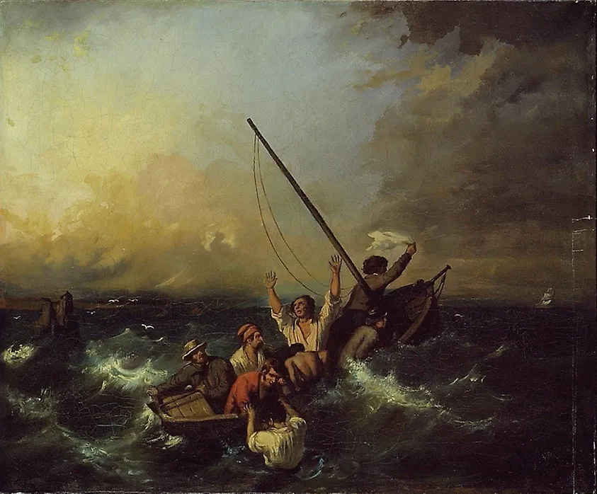 Shipwreck, by Unknown, oil, 1850