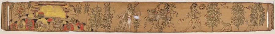 Shiva and His Followers Return to Mount Kailash (verso), from a Romance of Chandrabhanu and Lavanyavati of Upendra Bhanja (1670–1740), by Unknown, unspecified, 1704
