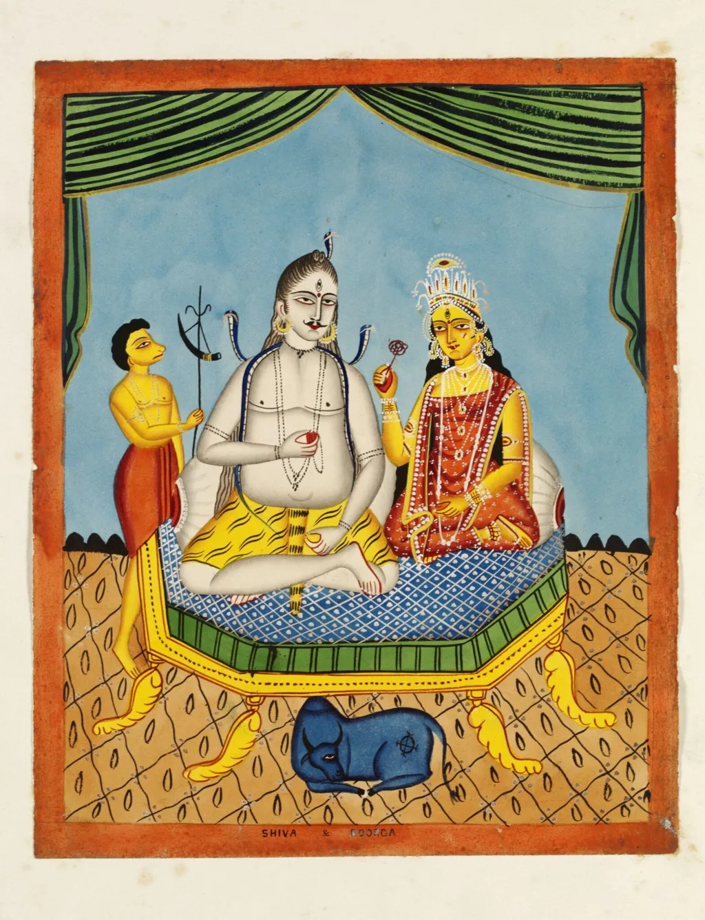Shiva and Nandi, by Unknown, paint, 1850