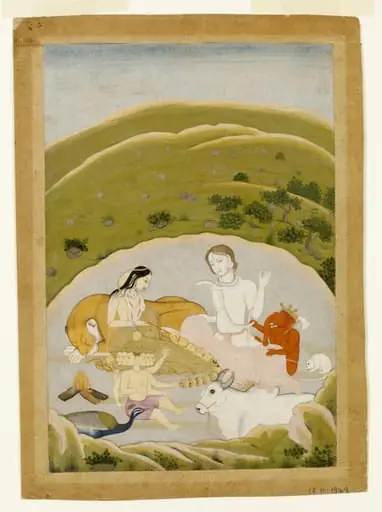 Shiva and Parvati, Ganesh, Karttikeya and Nandi, by Unknown