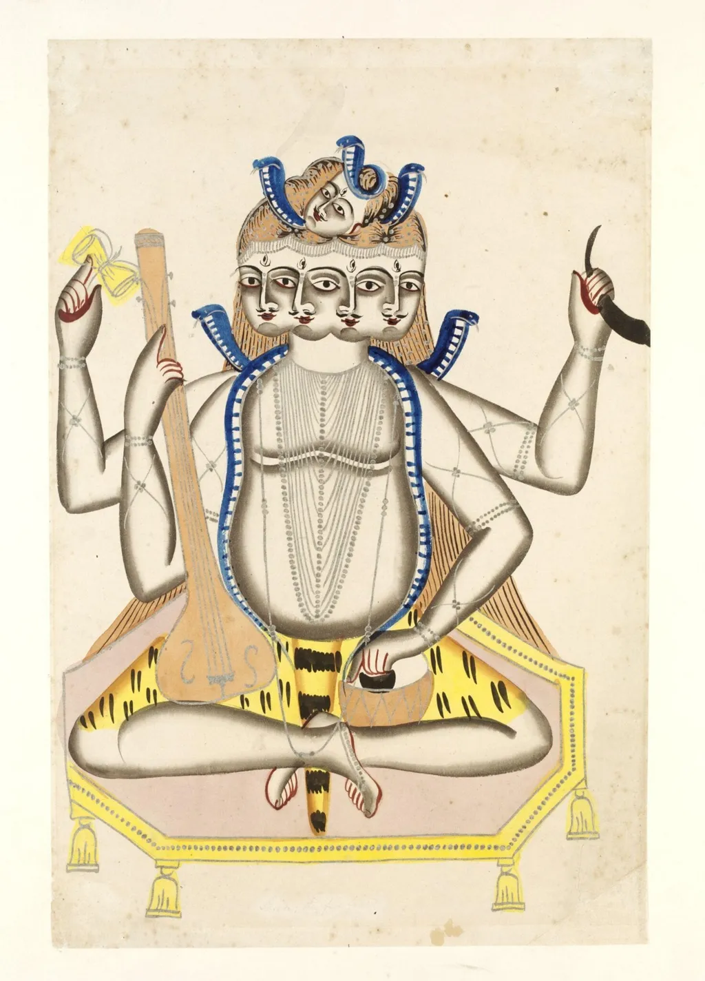 Shiva Panchanana, by Unknown, paint, 1830