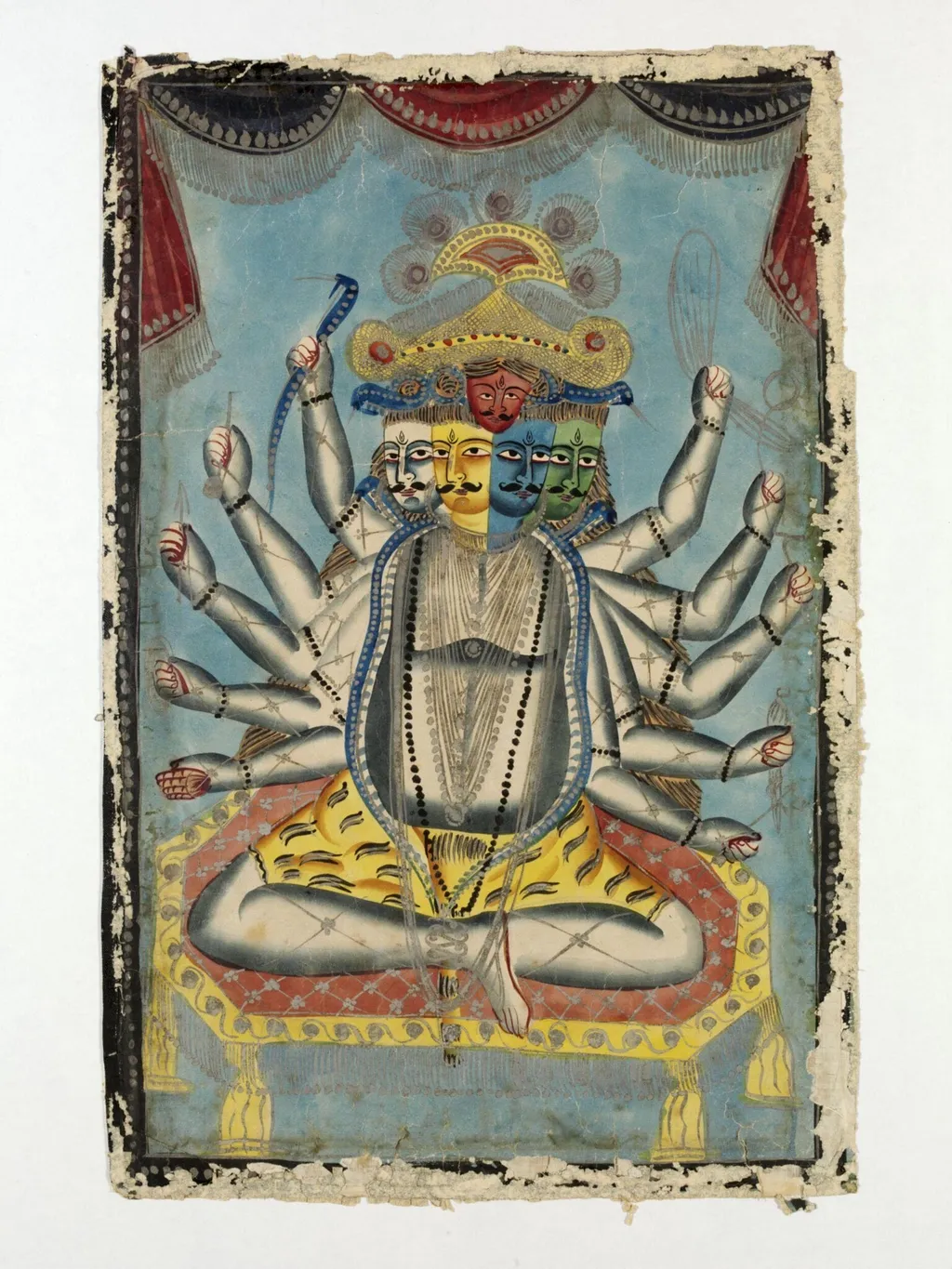 Shiva Panchanana, by Unknown, paint, 1860