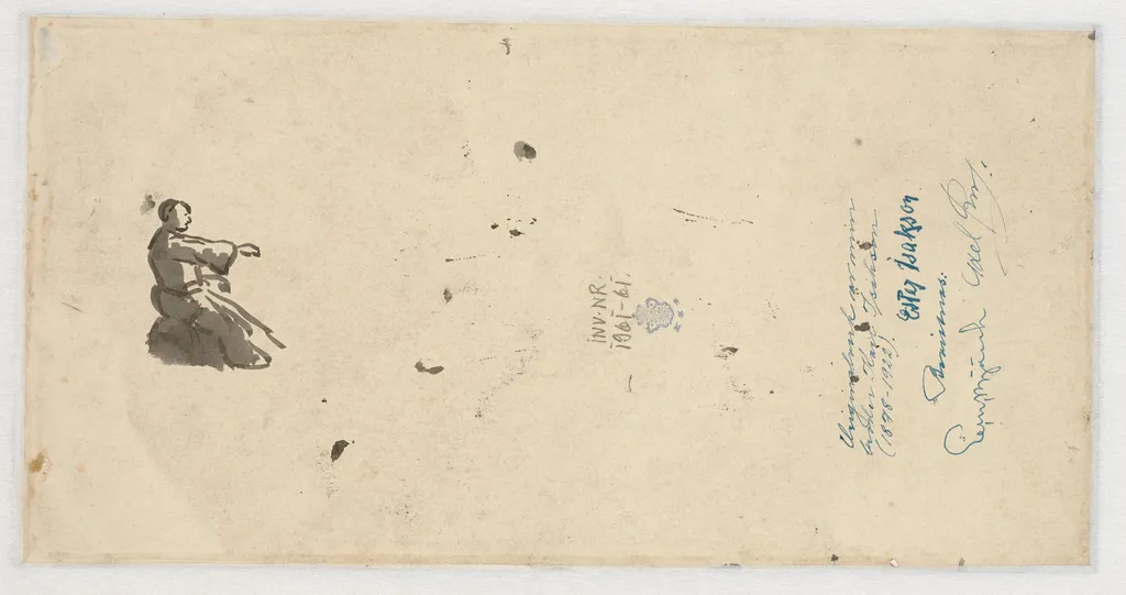 Siddende figur med fremstrakt arm, by Unknown, unspecified, 1895